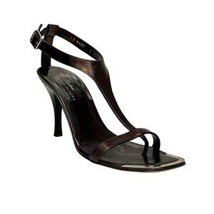 Donald J. Pliner Dark Brown T-Strap Heels